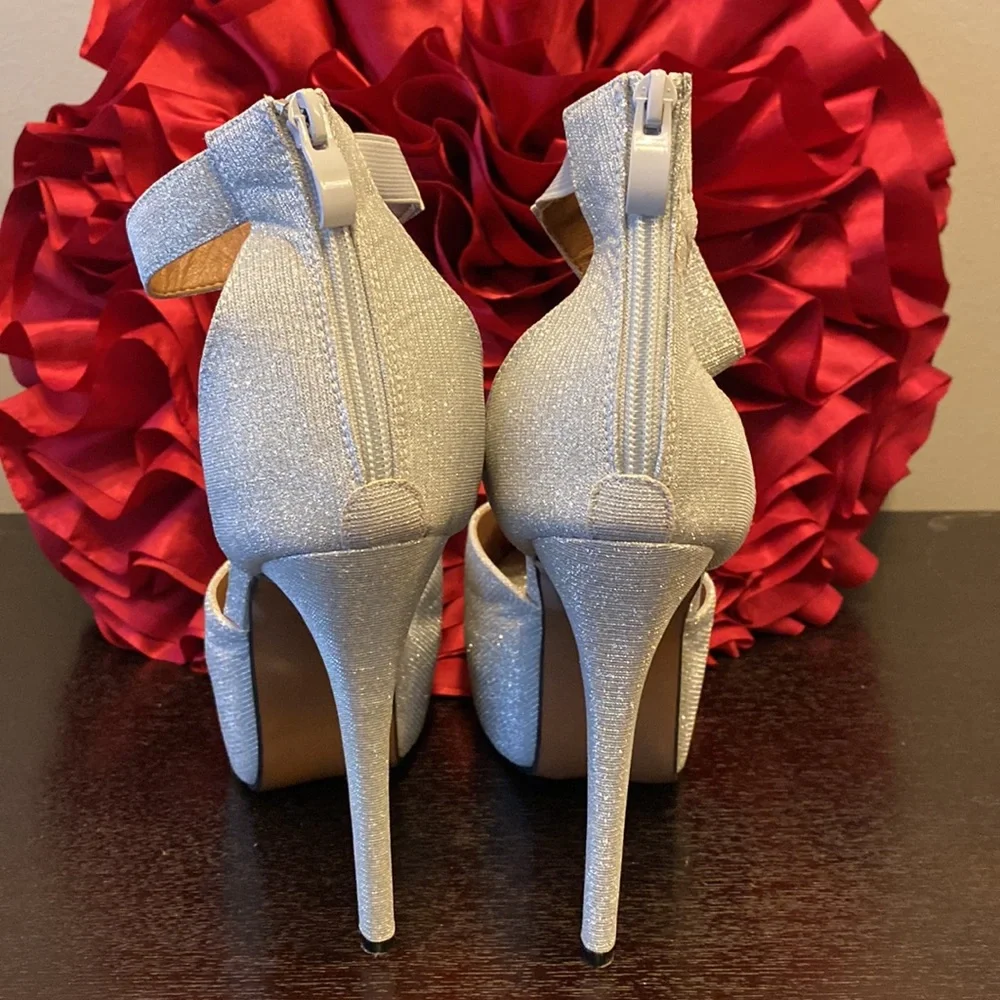 Silver Glittery Dress Ankle Shoes - Picture 4 of 5
